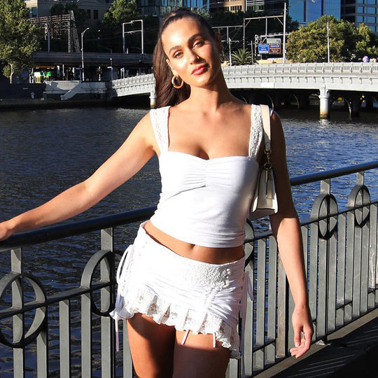 Damen Sexy Spitzentop und Minirock Set Heidi-Mode