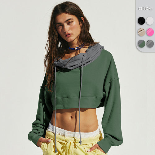 Damen cropped Sweatshirt mit lässigem Schnitt und Kängurutasche Heidi-Mode