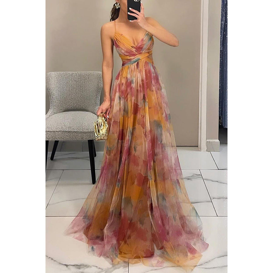 Damen Elegantes und florales Abendkleid mit schmeichelndem Schnitt Heidi-Mode