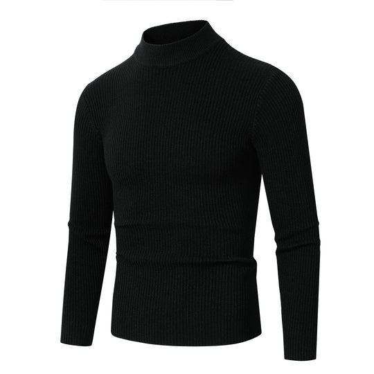 Herren Rollkragenpullover mit geripptem Design Heidi-Mode