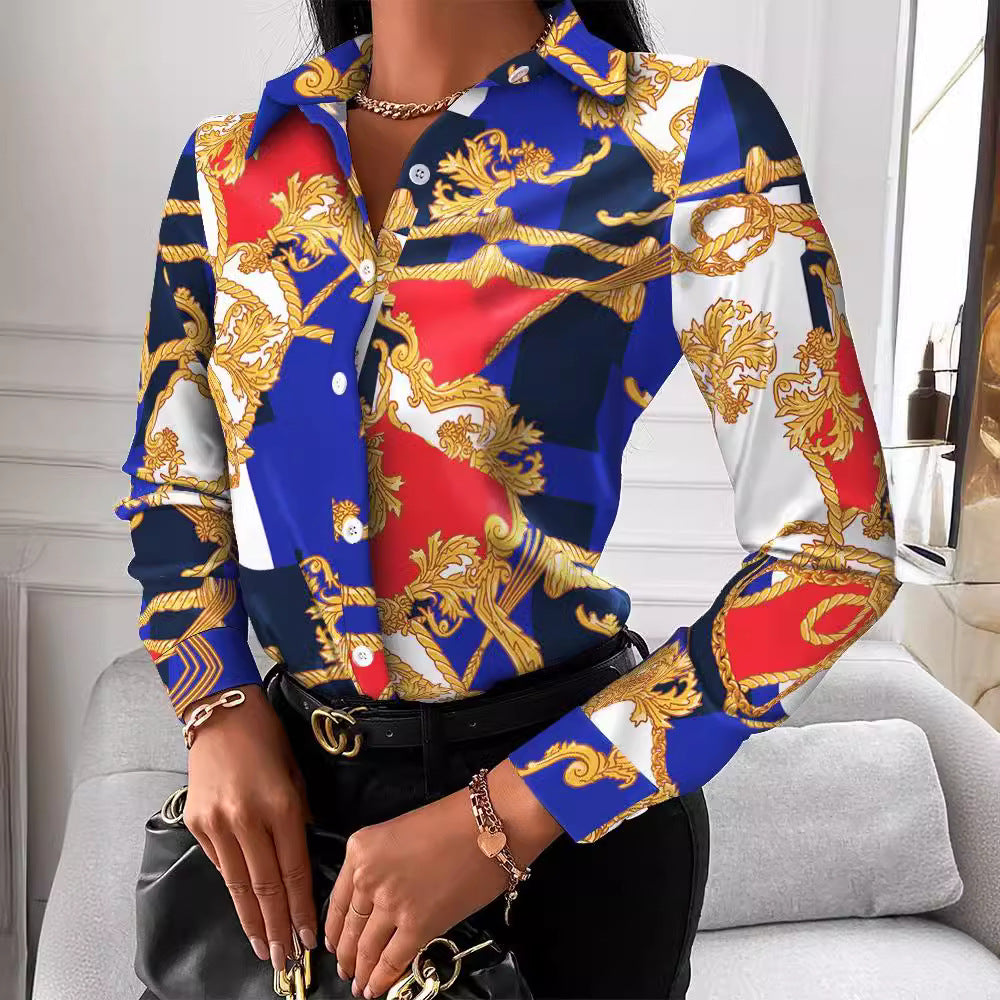 Damen Bluse mit elegantem Kettenmuster Heidi-Mode