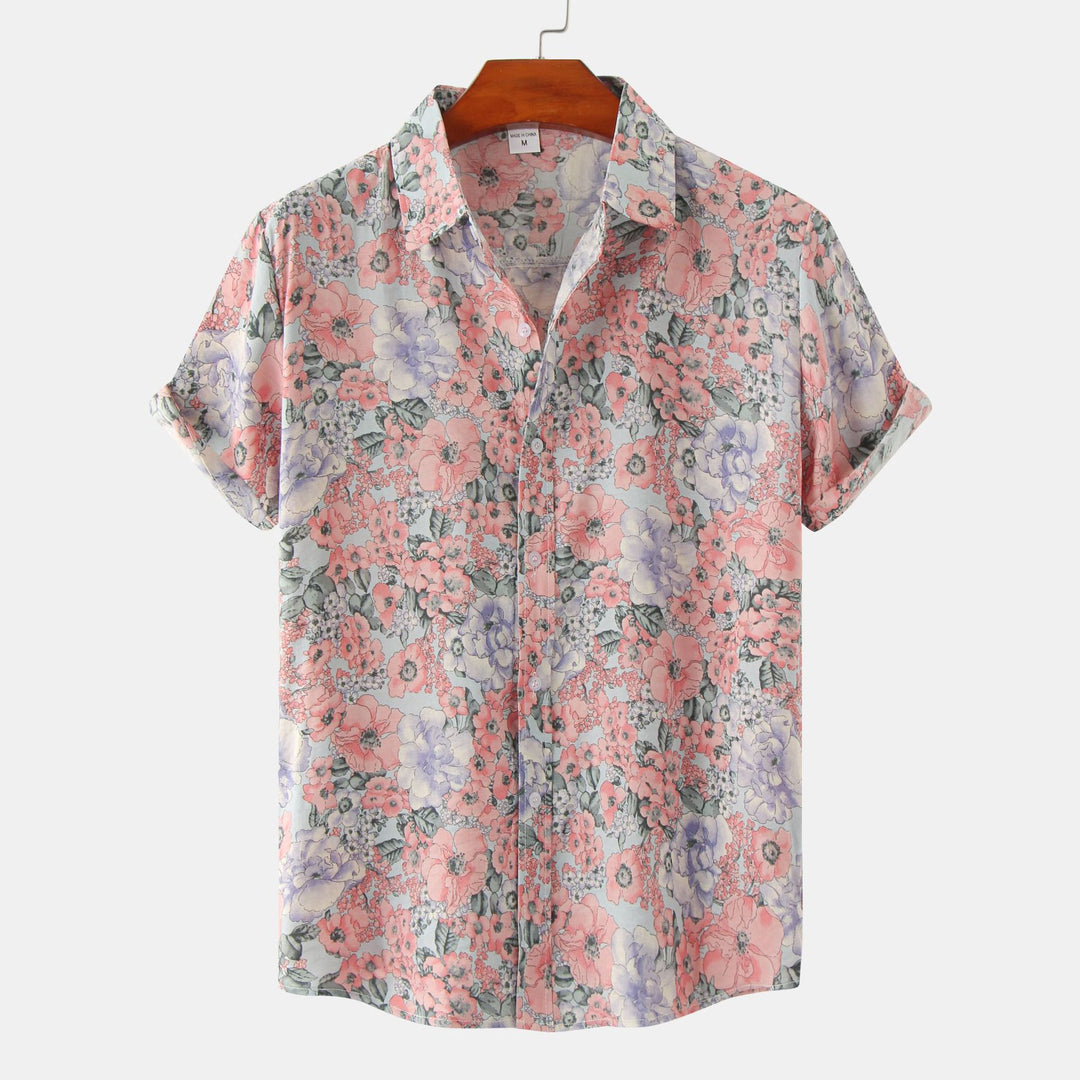 Heidi Mode | Floral kurzärmeliges Blumenhemd Männer