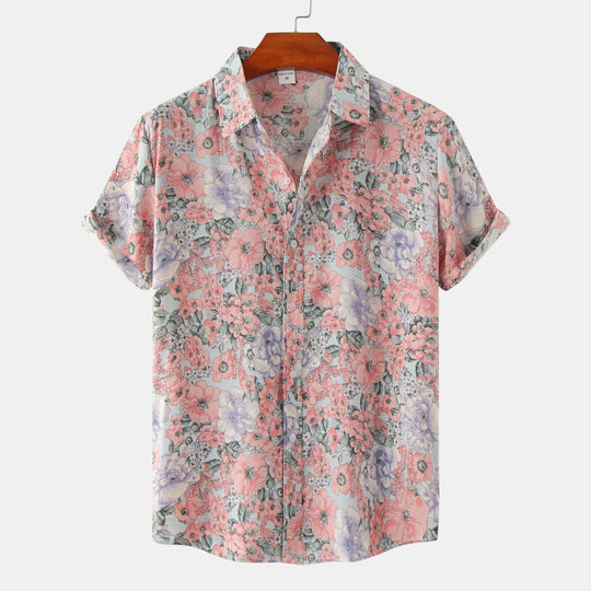 Heidi Mode | Floral kurzärmeliges Blumenhemd Männer