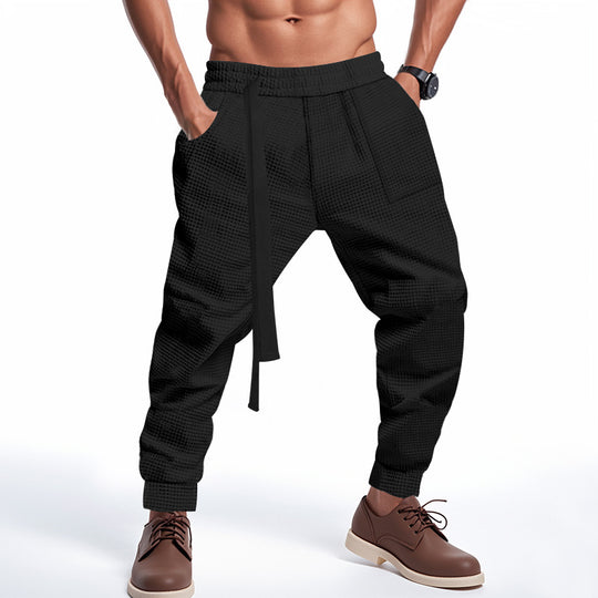 Herren Bequeme Waffelstruktur Jogginghose mit Kordelzug Heidi-Mode