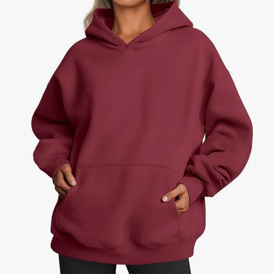 Damen Übergrößen Kapuzenpullover mit praktischen Taschen undlässigem Schnitt Heidi-Mode