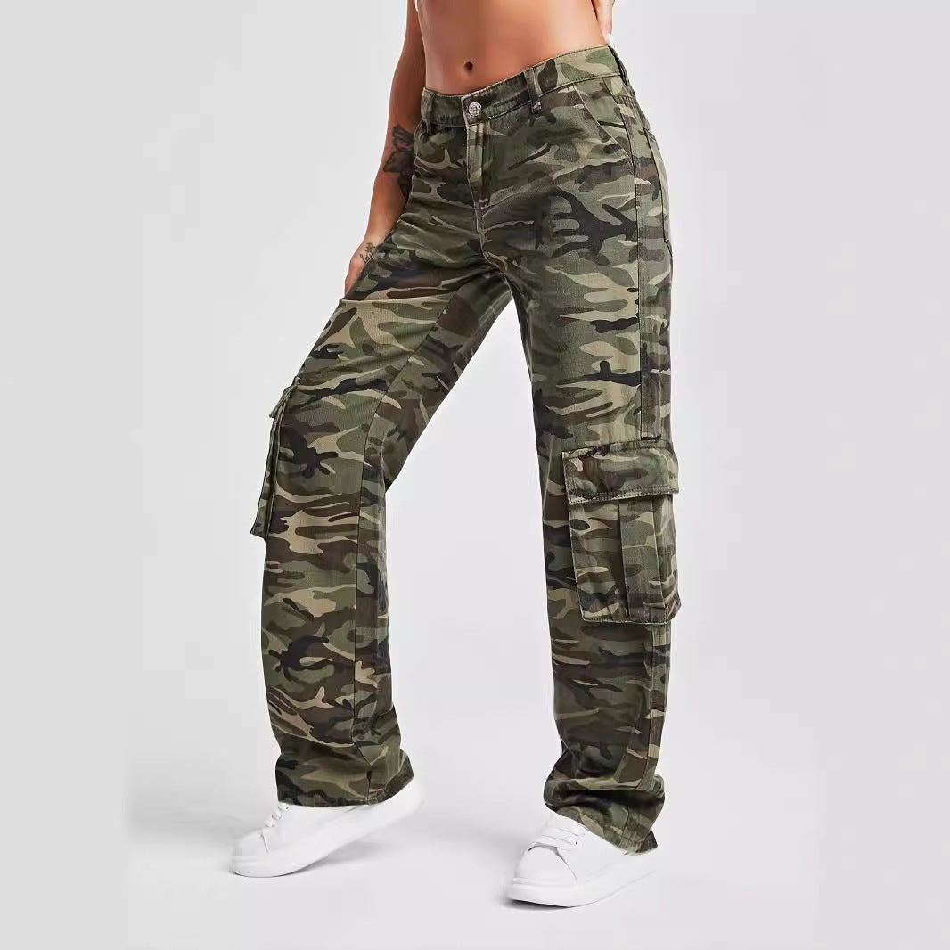 Damen Cargo-Hose im urbanen Camouflage-Stil mit praktischen Seitentaschen Heidi-Mode