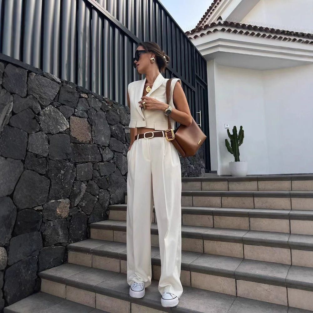 Damen Weite Palazzo-Hose mit eleganter Bundfaltenverarbeitung Heidi-Mode