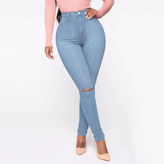Damen High-Waist Jeans mit modischem Destroyed-Detail Heidi-Mode