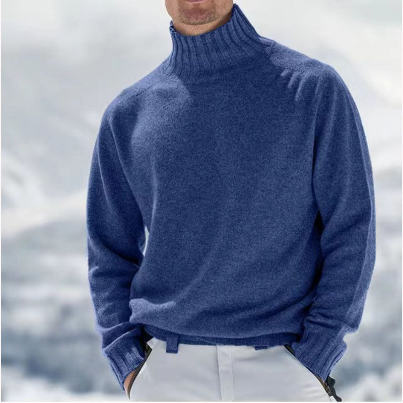 Herren Rollkragenpullover aus hochwertiger Wolle mit strukturierten Details Heidi-Mode