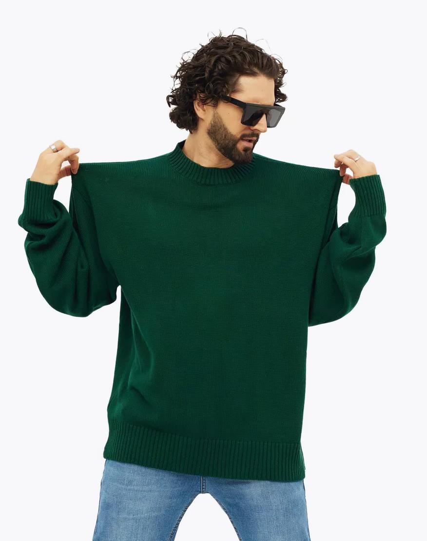 Damen gemütlicher Oversized Pullover mit strukturiertem Rippenmuster und breiten Bündchen Heidi-Mode