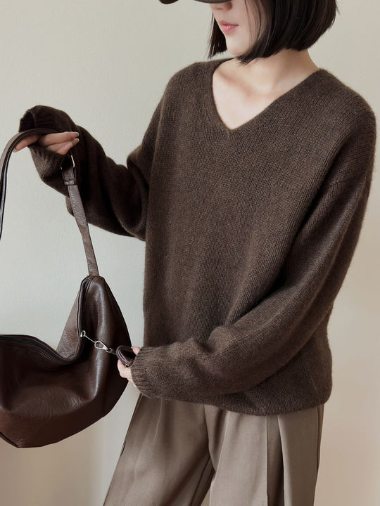 Femme Luxuriöser V-Ausschnitt Kaschmirpullover Heidi-Mode