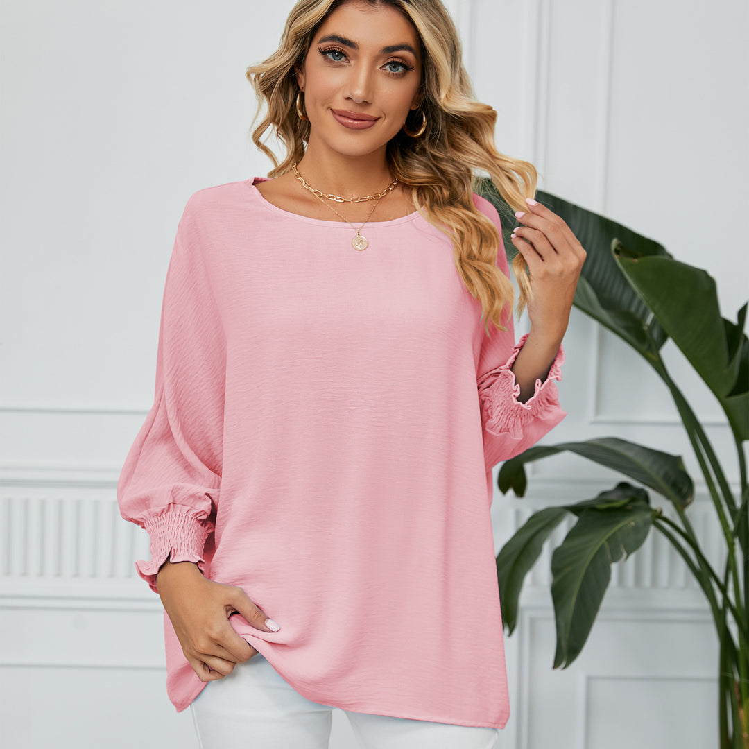 Damen Oversized Bluse mit ausgefranstem Ärmel Heidi-Mode