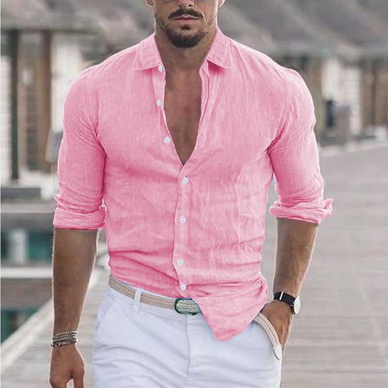 Herren Premium Leinenhemd mit modernem Slim-Fit Schnitt und hautfreundlicher Textur Heidi-Mode
