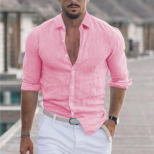 Herren Premium Leinenhemd mit modernem Slim-Fit Schnitt und hautfreundlicher Textur Heidi-Mode