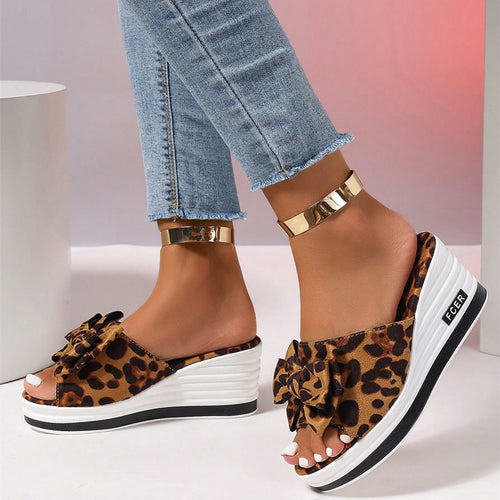 Damen Plateausandalen mit modischer Schleifenapplikation und komfortabler Sohle Heidi-Mode