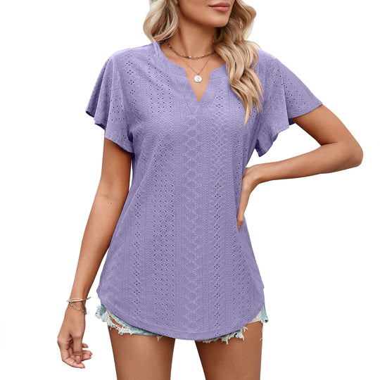 Damen Luftiges Blusenshirt mit effektvollem Lochmuster Heidi-Mode