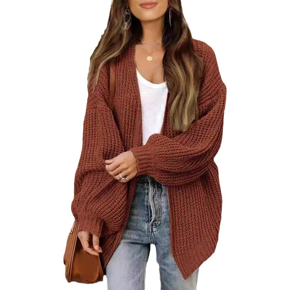 Damen Grobstrick Cardigan mit weitem Schnitt Heidi-Mode