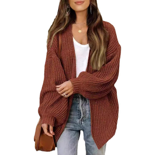 Damen Grobstrick Cardigan mit weitem Schnitt Heidi-Mode