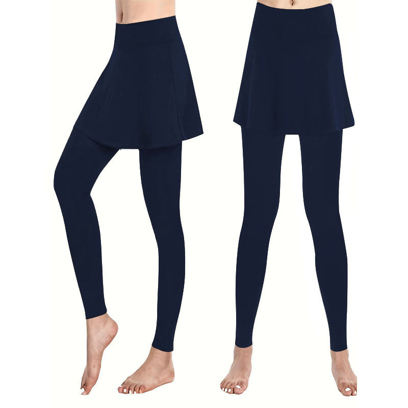 Damen Leggings mit rockähnlicher Einlage und hohem Bund Heidi-Mode