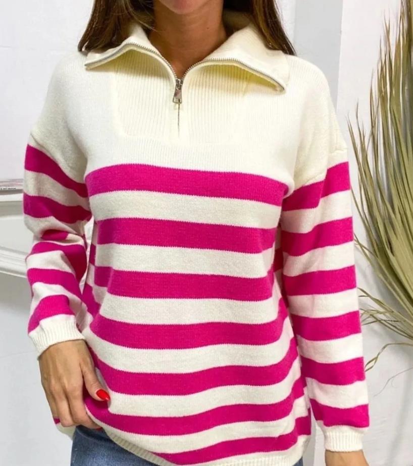 Damen Sweatshirt mit Stehkragen und Reißverschluss Heidi-Mode