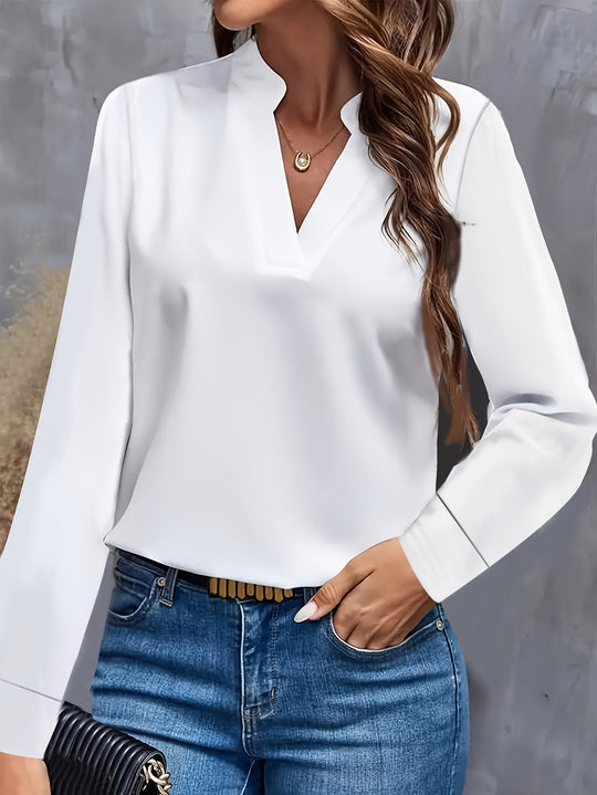 Damen Bluse mit V-Ausschnitt und elegantem Design Heidi-Mode