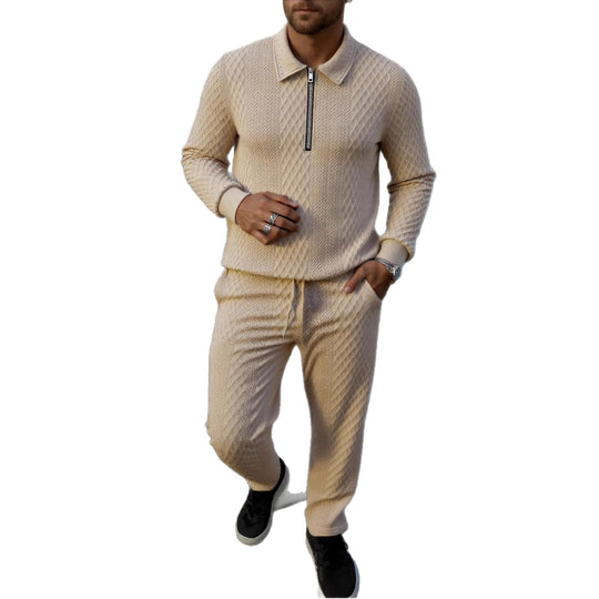 Herren Elegantes Strickanzug aus atmungsaktivem Material mit Stehkragen Heidi-Mode