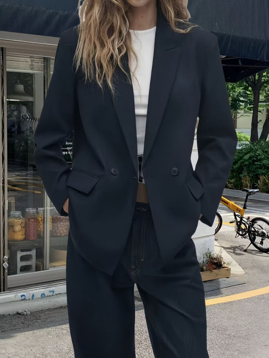 Damen Eleganter Blazer mit doppelt geknöpften Lappen Heidi-Mode