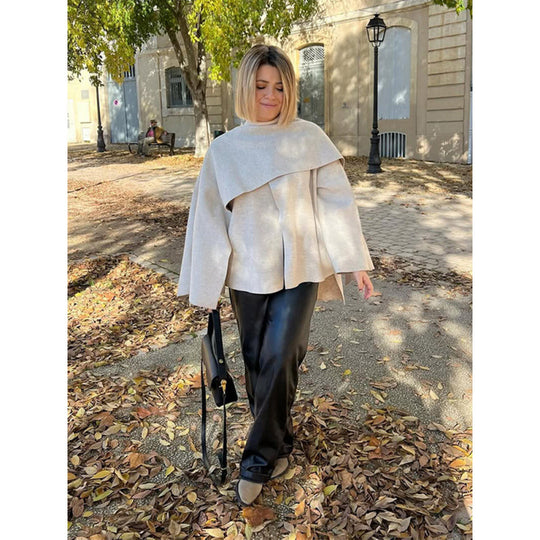 Damen modisches Oversized-Pullover mit Drapierung Heidi-Mode