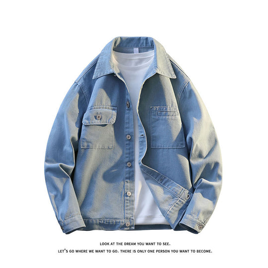 Herren lässige Jacke mit zwei Brusttaschen und sanfter Textur Heidi-Mode