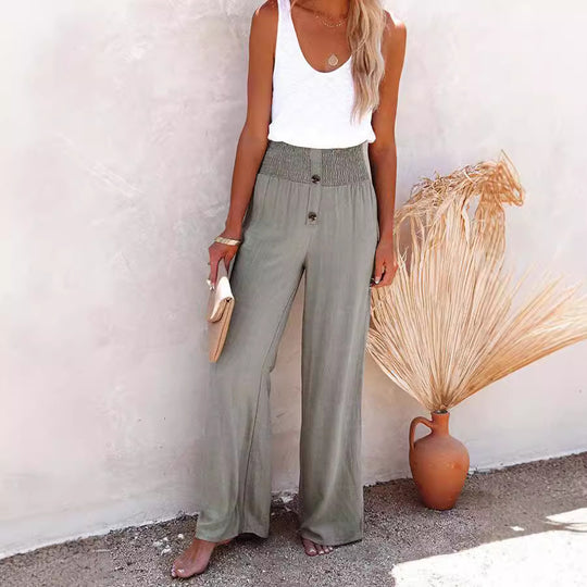 Damen Hoch geschnittene, weit geschnittene Sommerhose Heidi-Mode