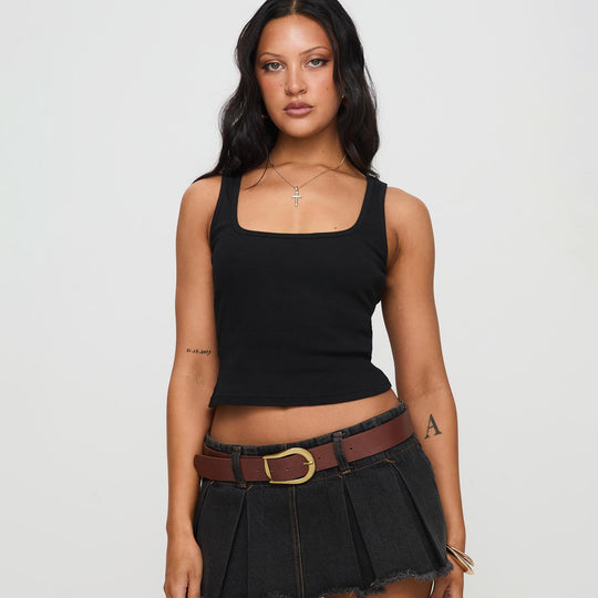 Damen modisches Tanktop mit quadratischem Ausschnitt und feiner Rippstruktur Heidi-Mode