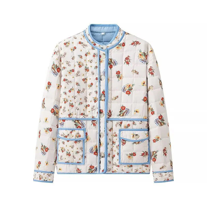 Damen Blumengestickte Steppjacke mit praktischen Taschen und modernem Schnitt Heidi-Mode