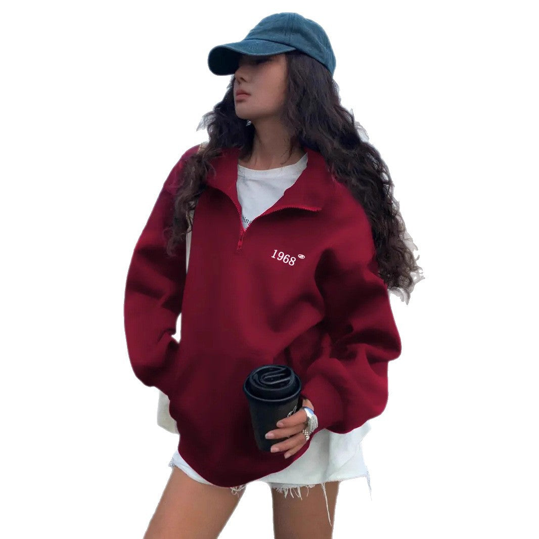 Damen komfortabler Pullover mit Stehkragen und Reißverschluss Heidi-Mode