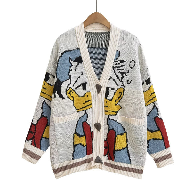 Damen Strickjacke mit Donald Duck Design Heidi-Mode