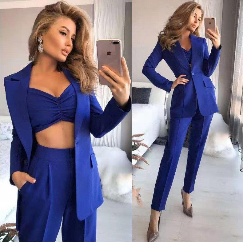 Heidi-Mode Stylisches 3-teiliges Set (Blazer, Oberteil, Hose)