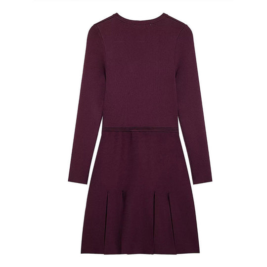 Damen Strickkleid mit dekorativen Knopfdetails und praktischen Taschen Heidi-Mode