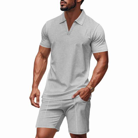 Herren elegantes Freizeit-Set mit zeitgenössischem Design und atmungsaktiver Baumwolle Heidi-Mode