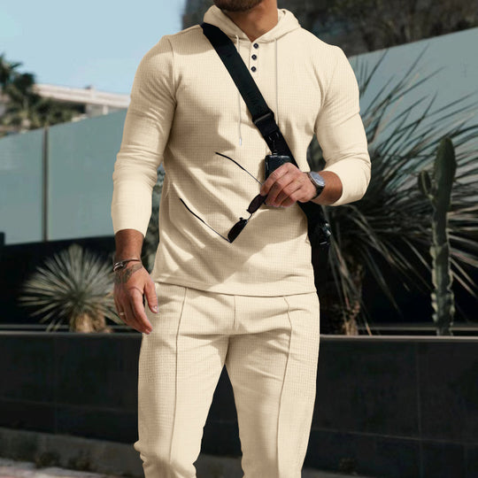 Herren Kapuzenpullover mit Knopfdetail und sportlicher Passform Heidi-Mode