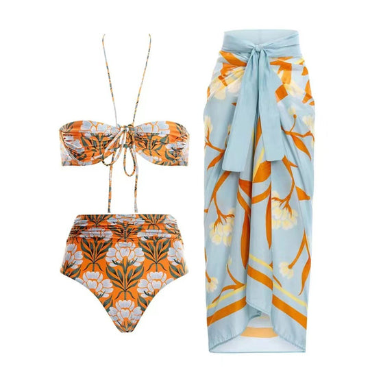 Damen Zweiteiliges Bikini-Set mit Schärpe Heidi-Mode