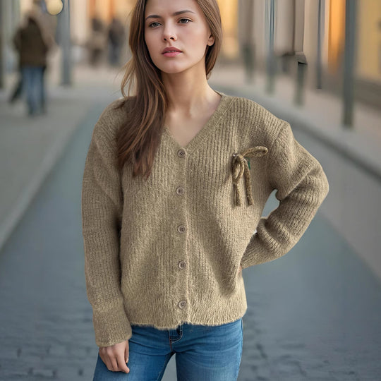 Damen Cardigan mit feinem Strukturmuster und dekorativen Knopfdetails Heidi-Mode