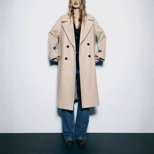 Damen trendiger Wollmantel mit doppelter Knopfreihe und elegantem Schnitt Heidi-Mode