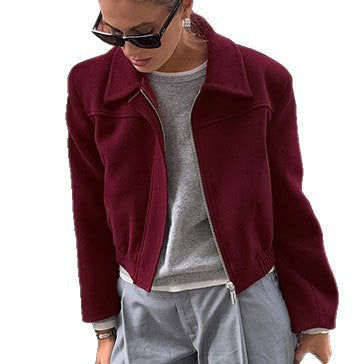 Damen Cropped Fleecejacke mit Stehkragen und Reißverschluss Heidi-Mode