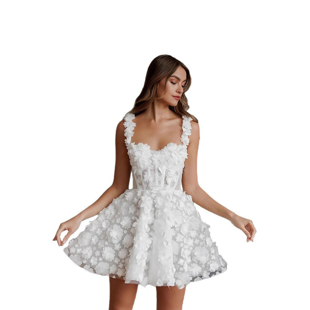Damen Elegantes Maxikleid mit floralen Applikationen und transparenten Ärmeln Heidi-Mode