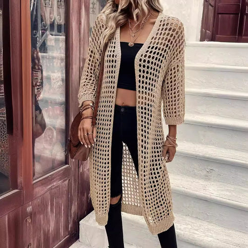 Damen Luftige Häkeljacke mit offenem Design und weiten Ärmeln Heidi-Mode