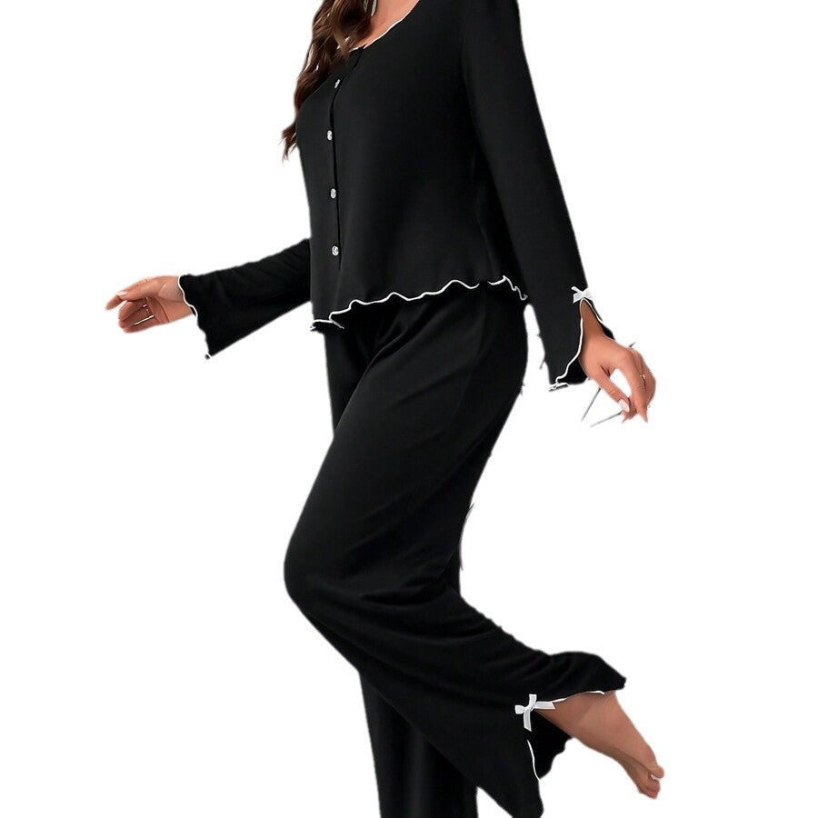 Damen Schlafanzug-Set mit eleganten Spitzenverzierungen Heidi-Mode