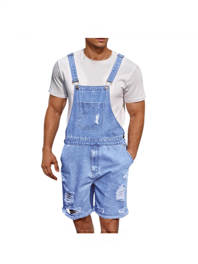 Herren Lässige Denim-Latzhose im distressed Look Heidi-Mode