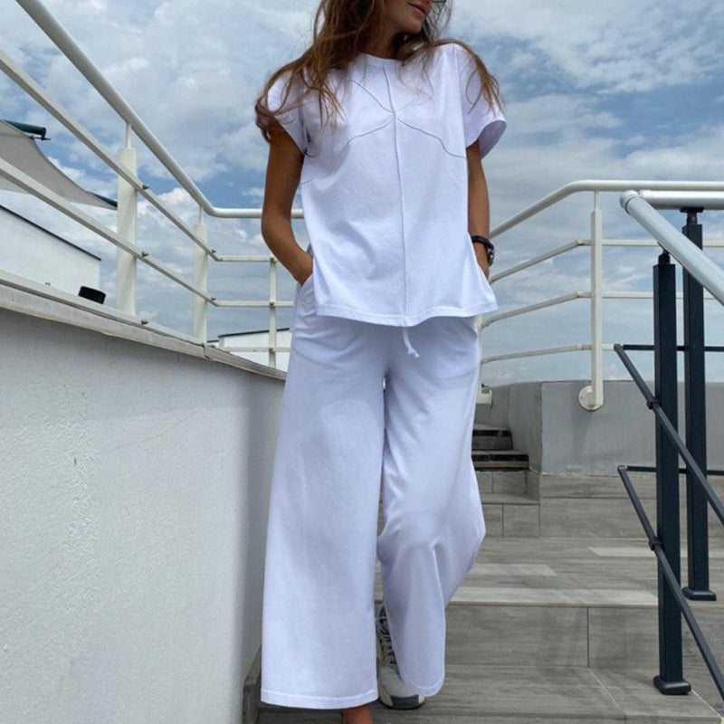 Damen lässiges Lounge-Set mit oversize Oberteil und weiten Hosen Heidi-Mode