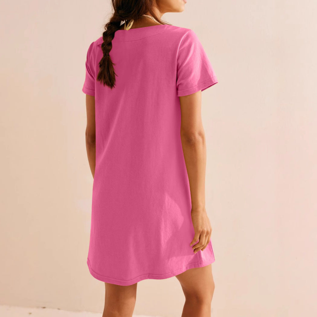 Damen lockeres Sommerkleid mit quadratischem Ausschnitt und praktischen Taschen Heidi-Mode