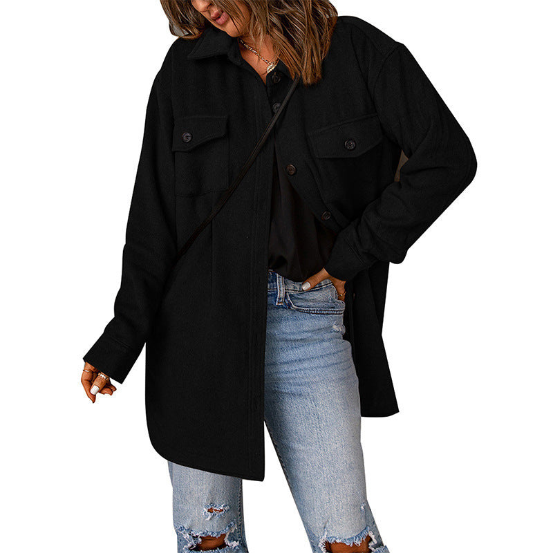 Damen Overshirt-Jacke mit praktischen Brusttaschen und schickem Schnitt Heidi-Mode