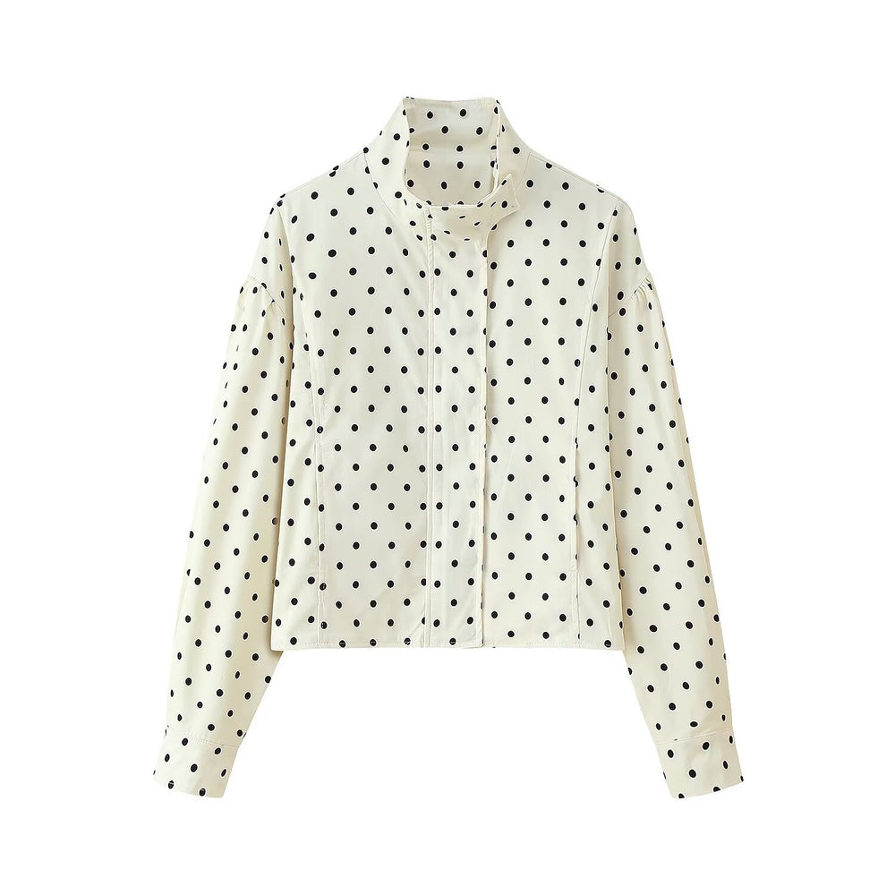Damen cropped Steppjacke mit modernem Polka-Dots-Design Heidi-Mode
